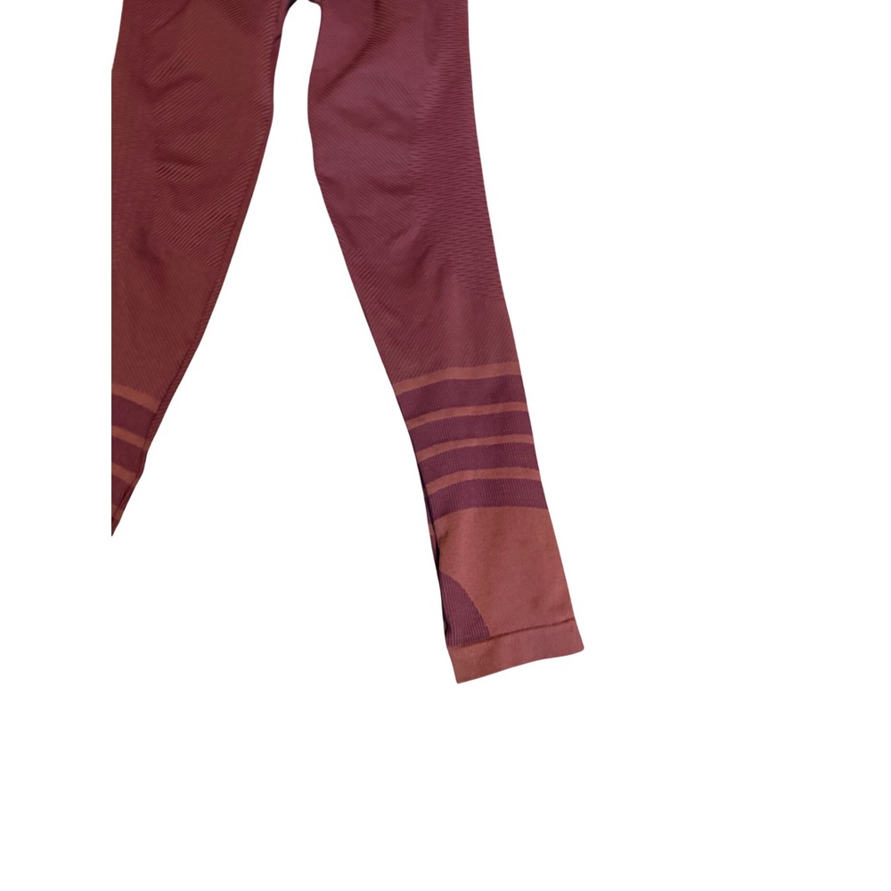 CRIVIT Seamless High-Waist Compression Leggings Burgundy Ribbed Athletic Women's - Picture 4 of 7